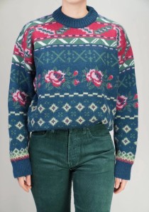 Floral Fair Isle Jacquard Wool Knit Sweater
