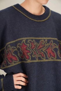 Vintage Border Jacquard Wool Knit Sweater