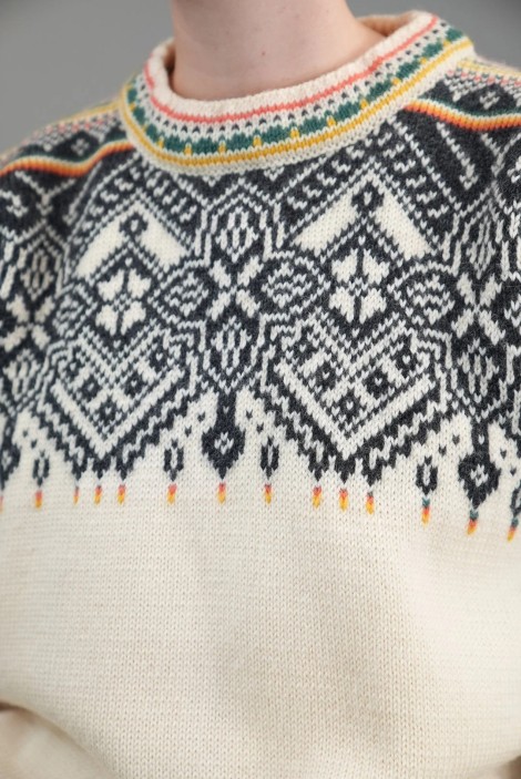 Nordic Yoke Fair Isle Wool Knit Sweater